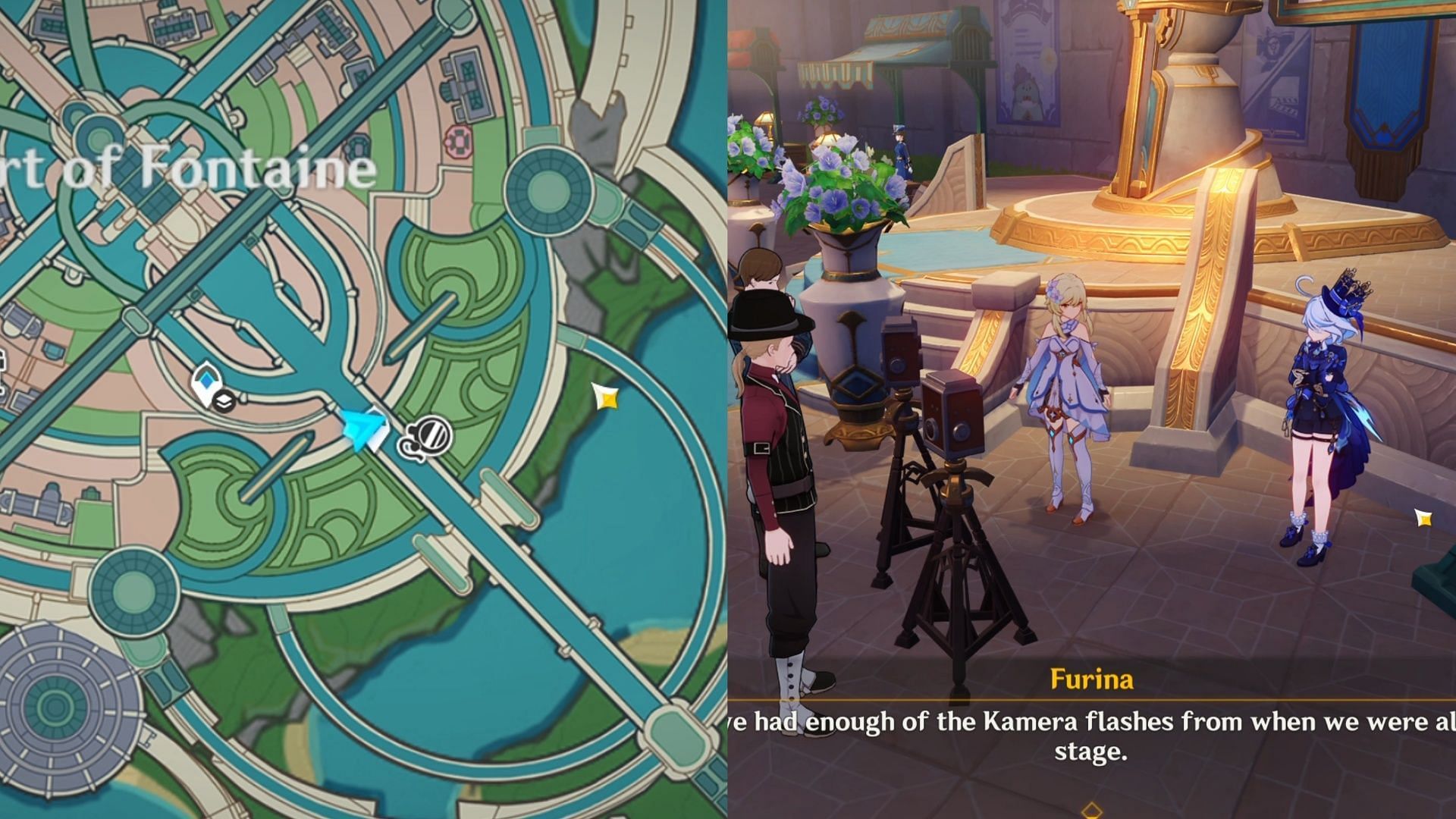 Furina&#039;s location near the Film Festival (Image via HoYoverse)