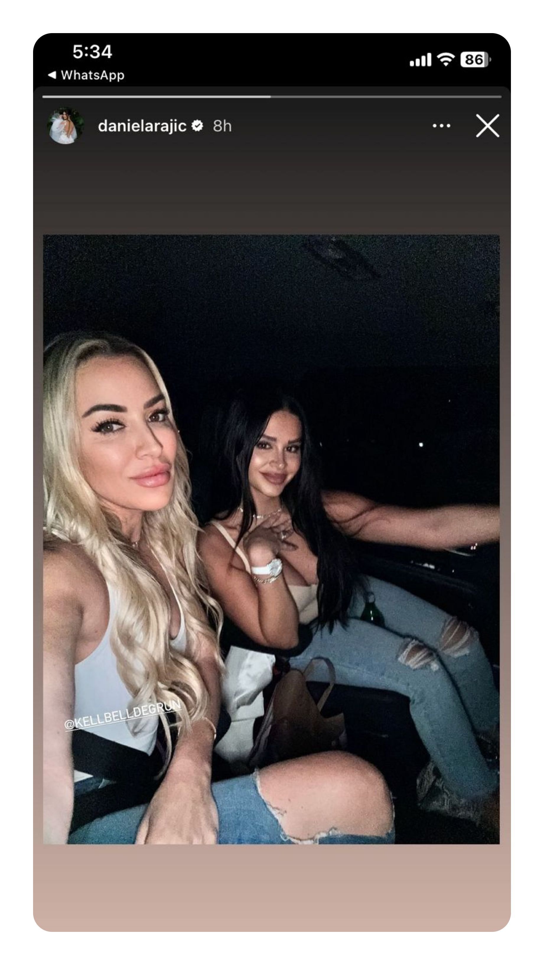 Daniela Rajic twinning with X-Factor Producer Kelly Belldegrun (Photo via Daniela Rajic&#039;s Instagram story, @danielarajic)