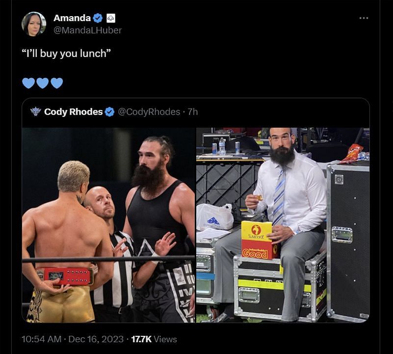 Amanda retweets Cody Rhodes' images