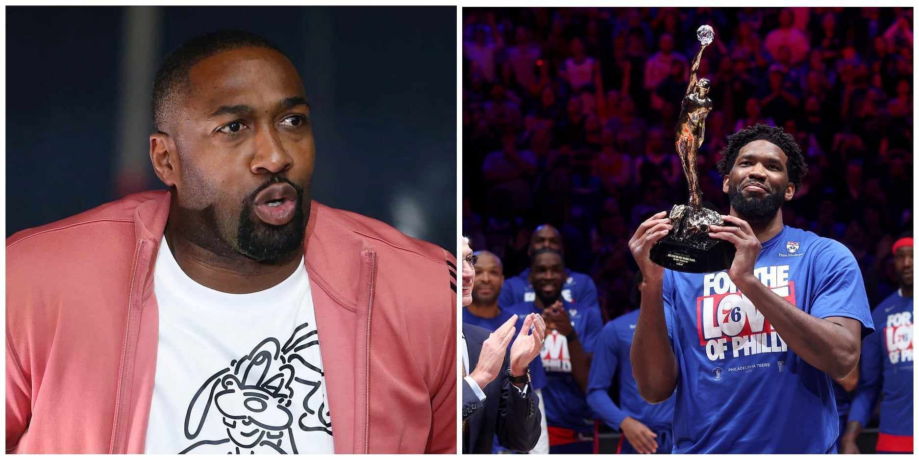 Gilbert Arenas (left) says reigning NBA MVP Joel Embiid (right) is 