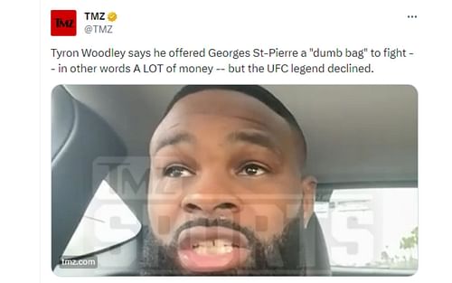 Tweet regarding Woodley's comments about St-Pierre