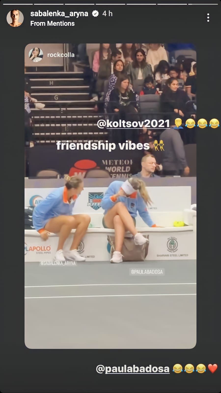 Sabalenka reacts to fan&#039;s story on Instagram