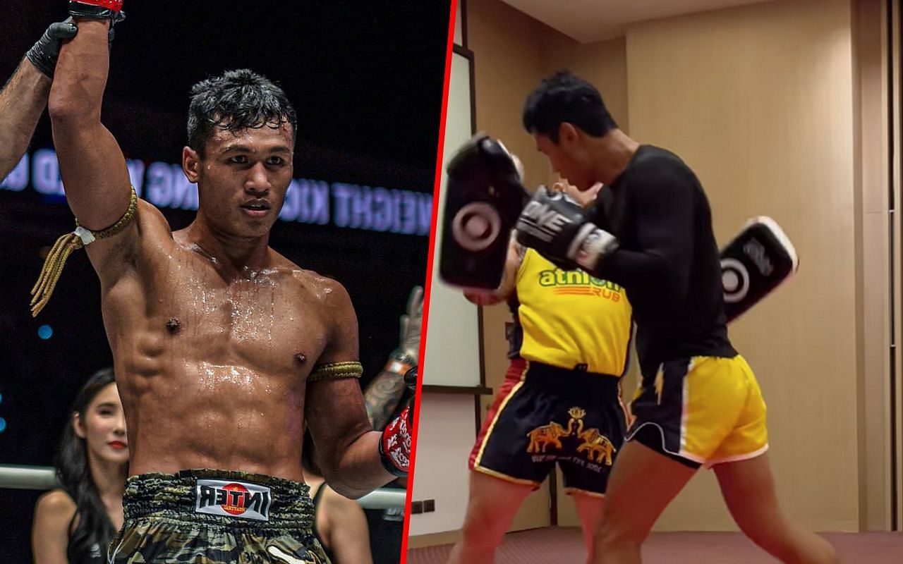 Jo Nattawut (left) and Nattawut during training (right)