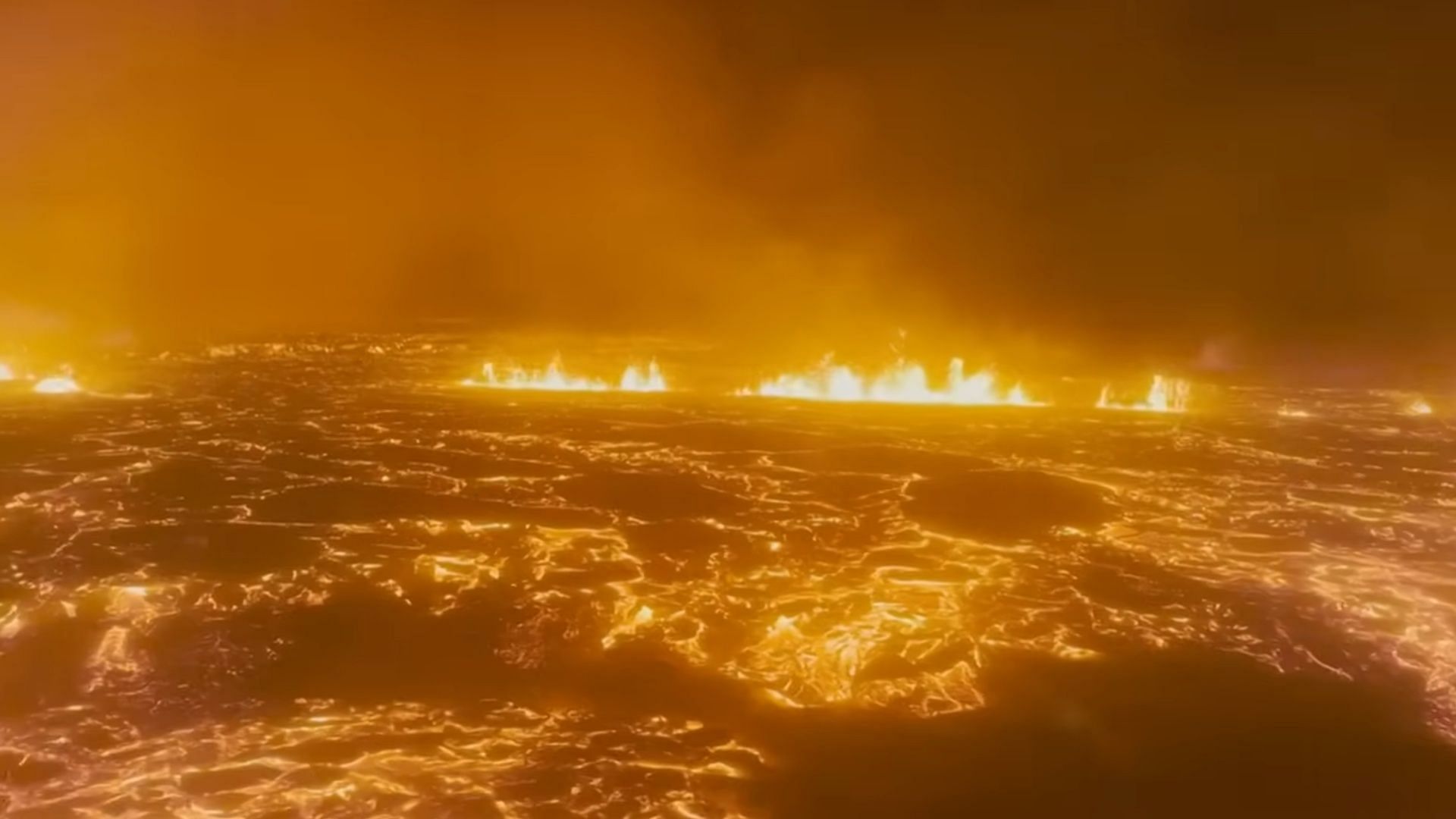 Iceland was hit with an intense volcanic explosion on Monday (Image via YouTube/AFP News Agency)