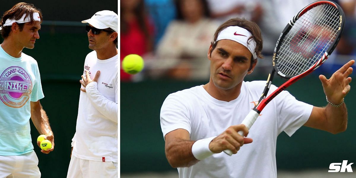 Roger Federer with Paul Annacone (L)