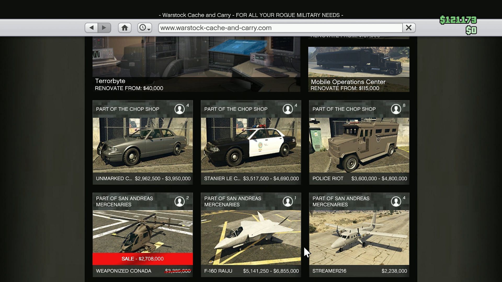 All new vehicles on the Warstock Cache &amp; Carry website in Grand Theft Auto Online (Image via X/@morsmutual_)
