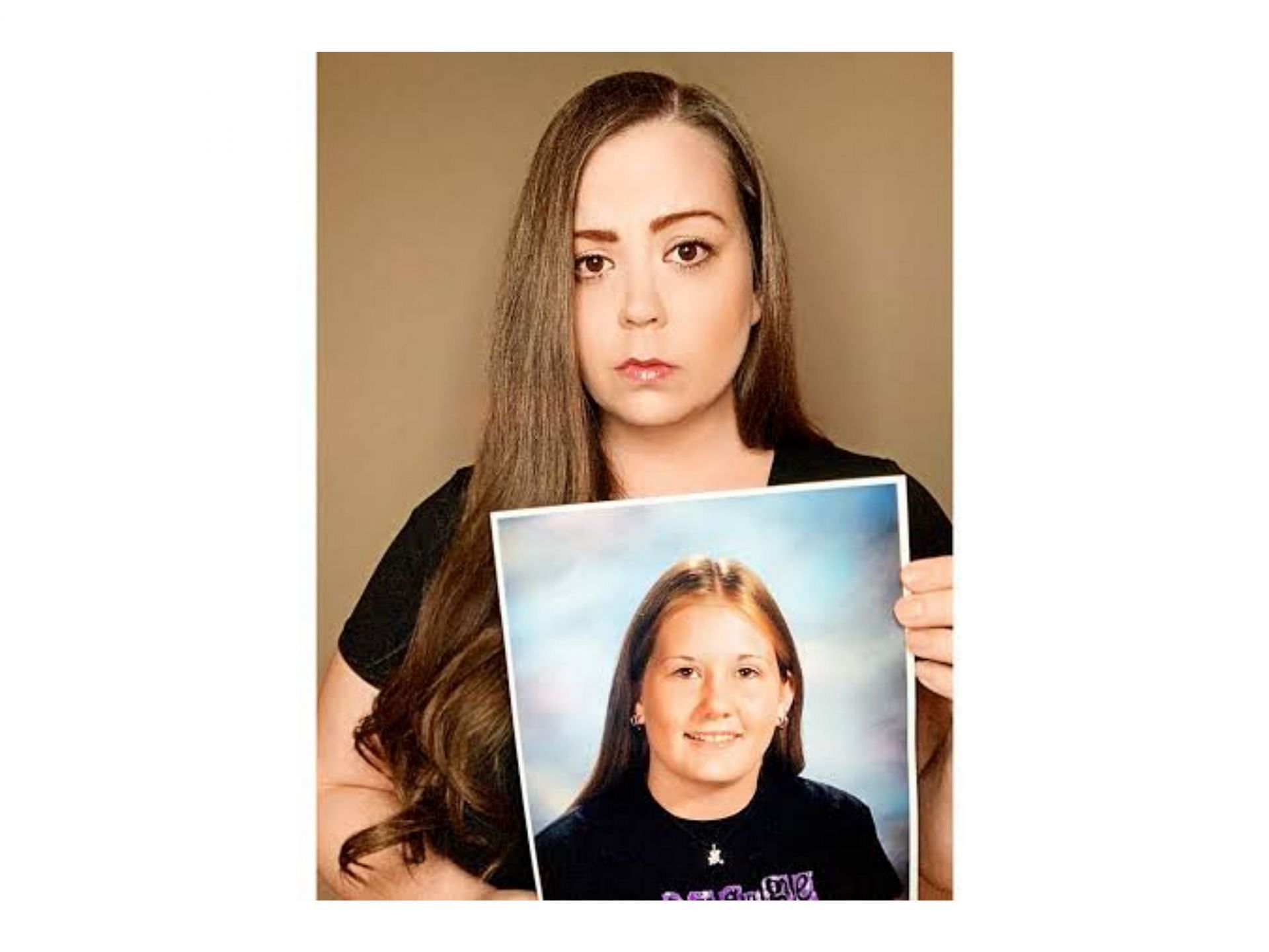 A still of Sarah Turney holding Alissa Turney &#039;s picture (Image via Sarah Turney)