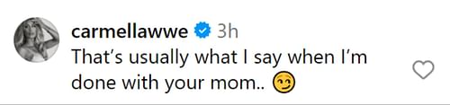 Carmella's reply to Bayley's Instagram post.
