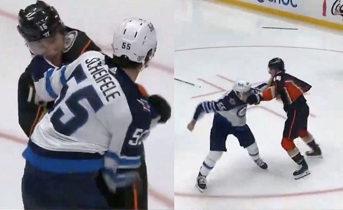 Video: Mark Scheifele knocked down by Ryan Strome after both land major blows