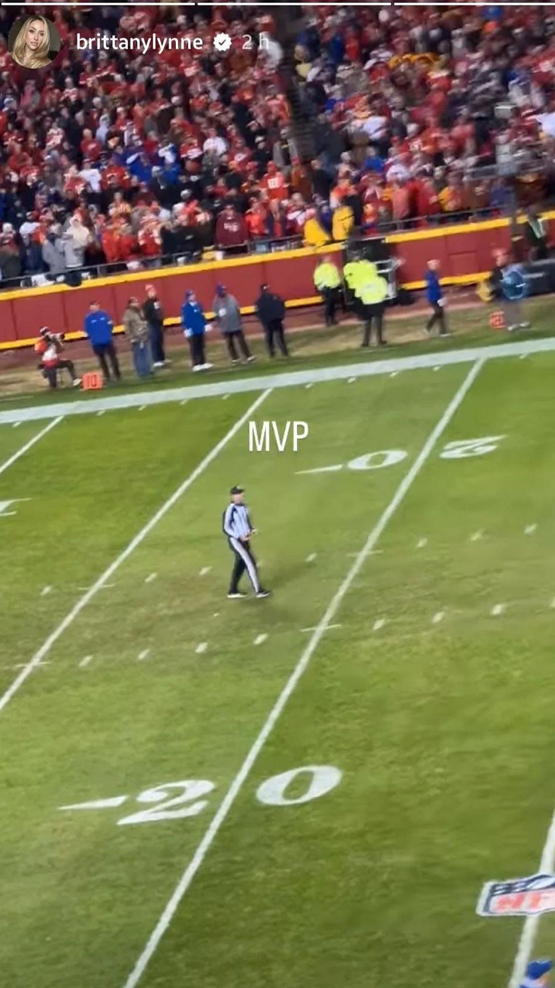 Brittany Mahomes calling officials the MVP in the Bills - Chiefs game. (Brittany Mahomes/IG)