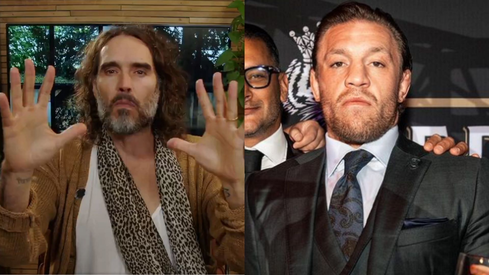 Russel Brand (left), Conor McGregor (right) [Images courtesy of @rustyrockets &amp; @thenotoriousmma on X]