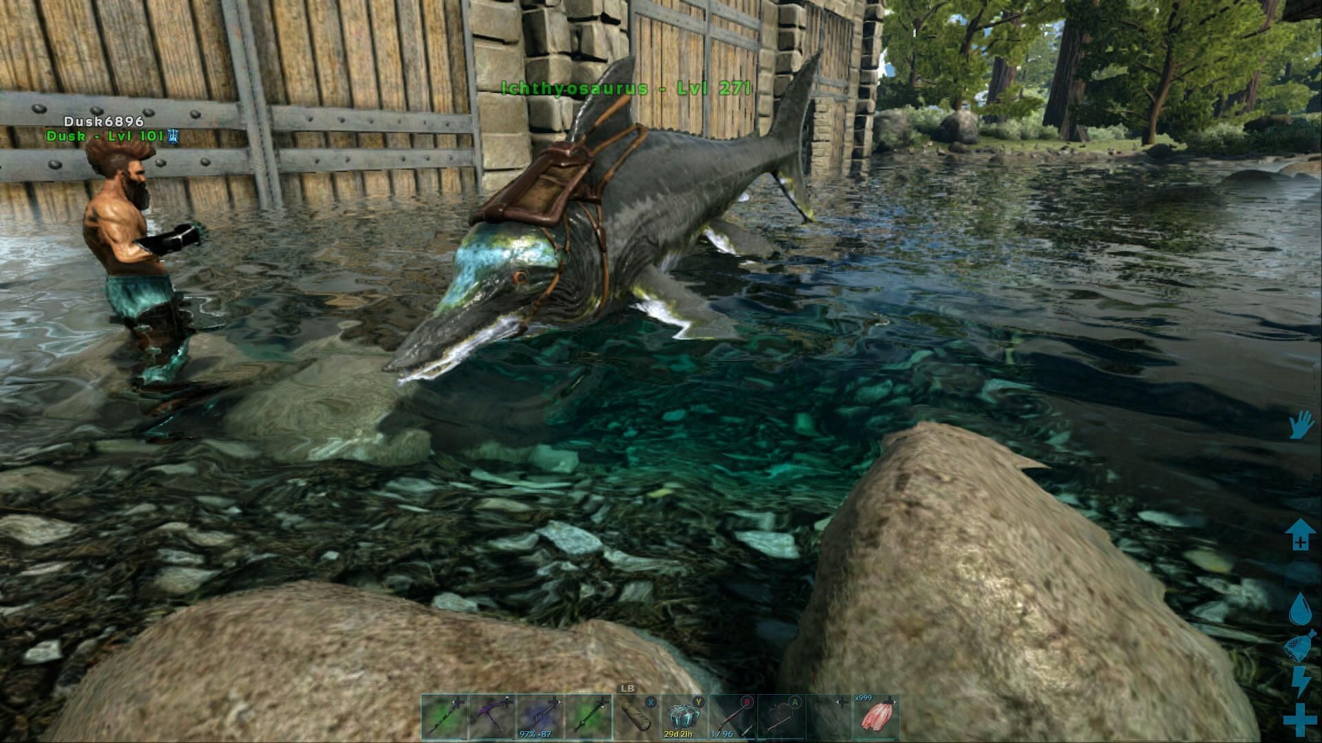An Ichthyosaurus in a base in Ark Survival Ascended