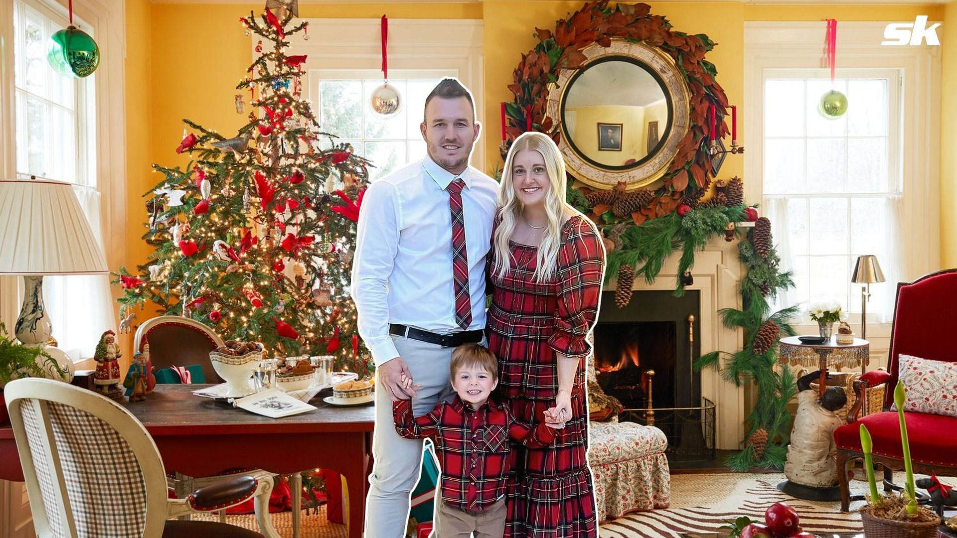 Angels outfielder Mike Trout and family unwrap holiday harmony in coordinated checkered Christmas outfits