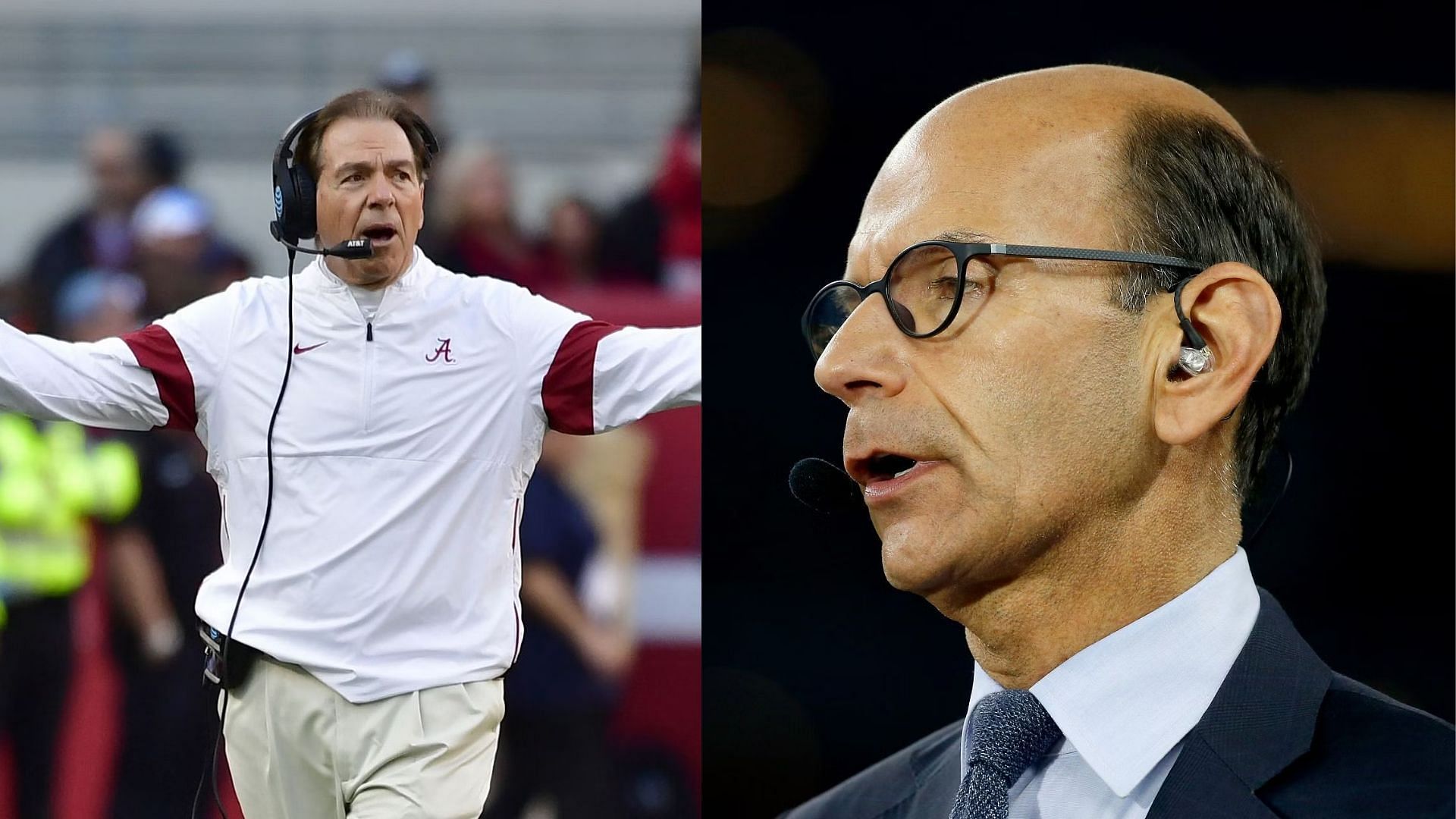 Alabama coach Nick Saban and analyst, Paul Finebaum