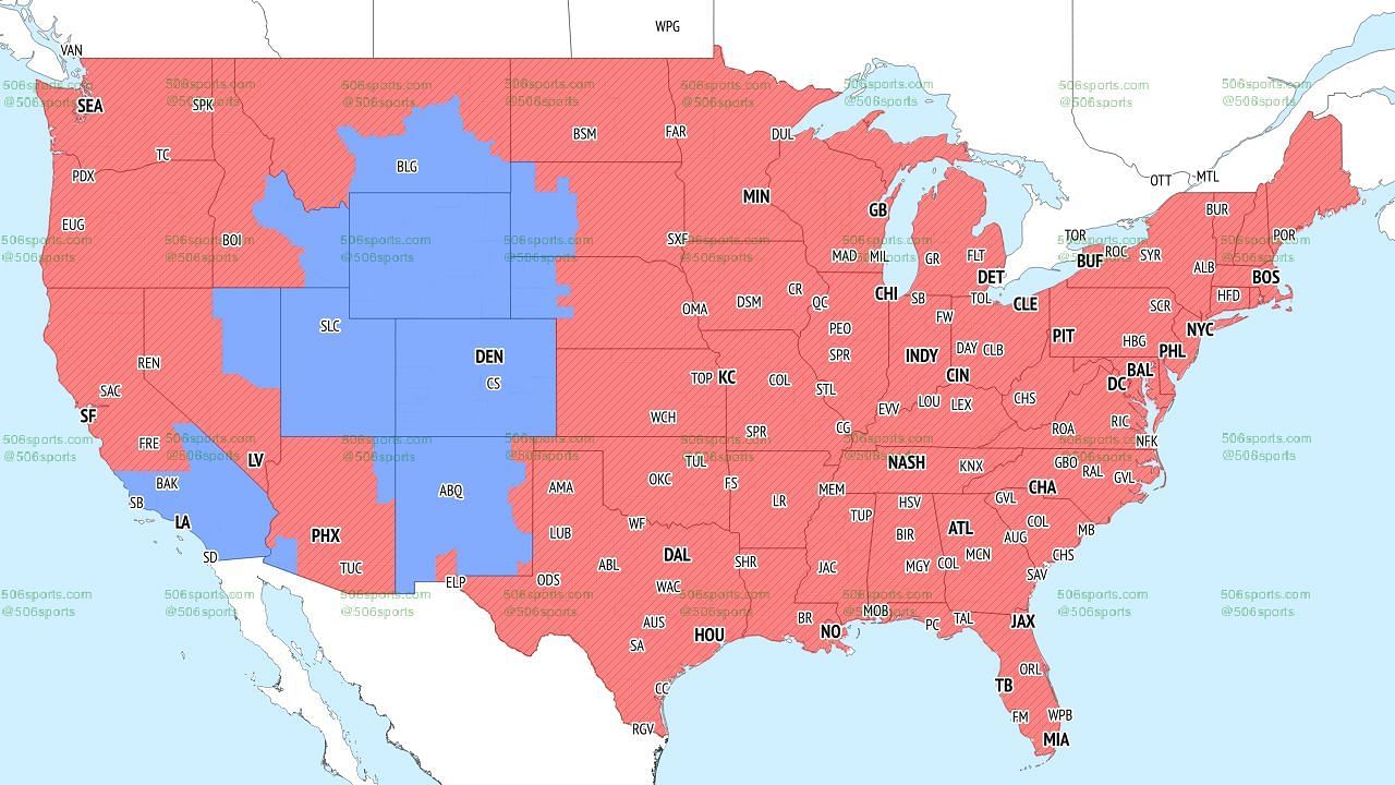 CBS TV Coverage Map (late games). Credit: 506Sports