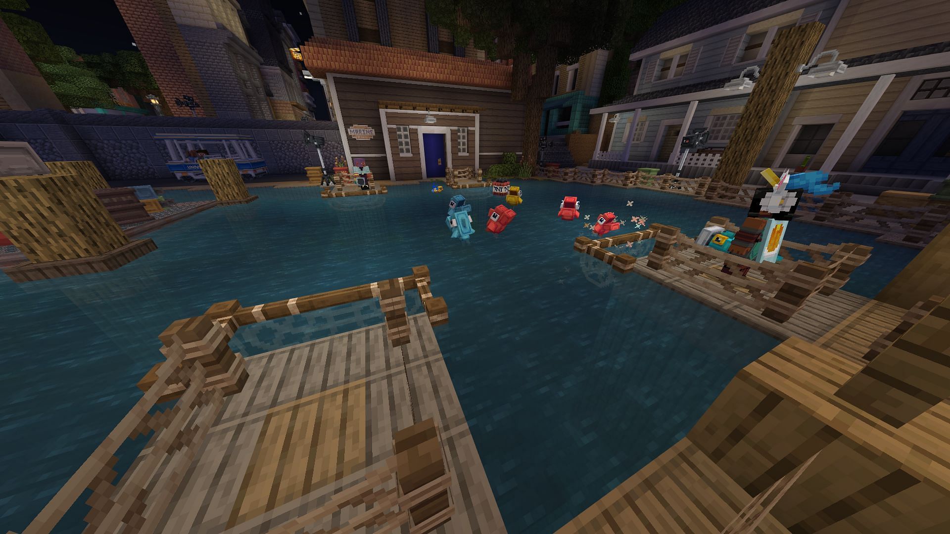Scoop up as many fish as possible in this Minecraft Universal Studios event minigame! (Image via Mojang)