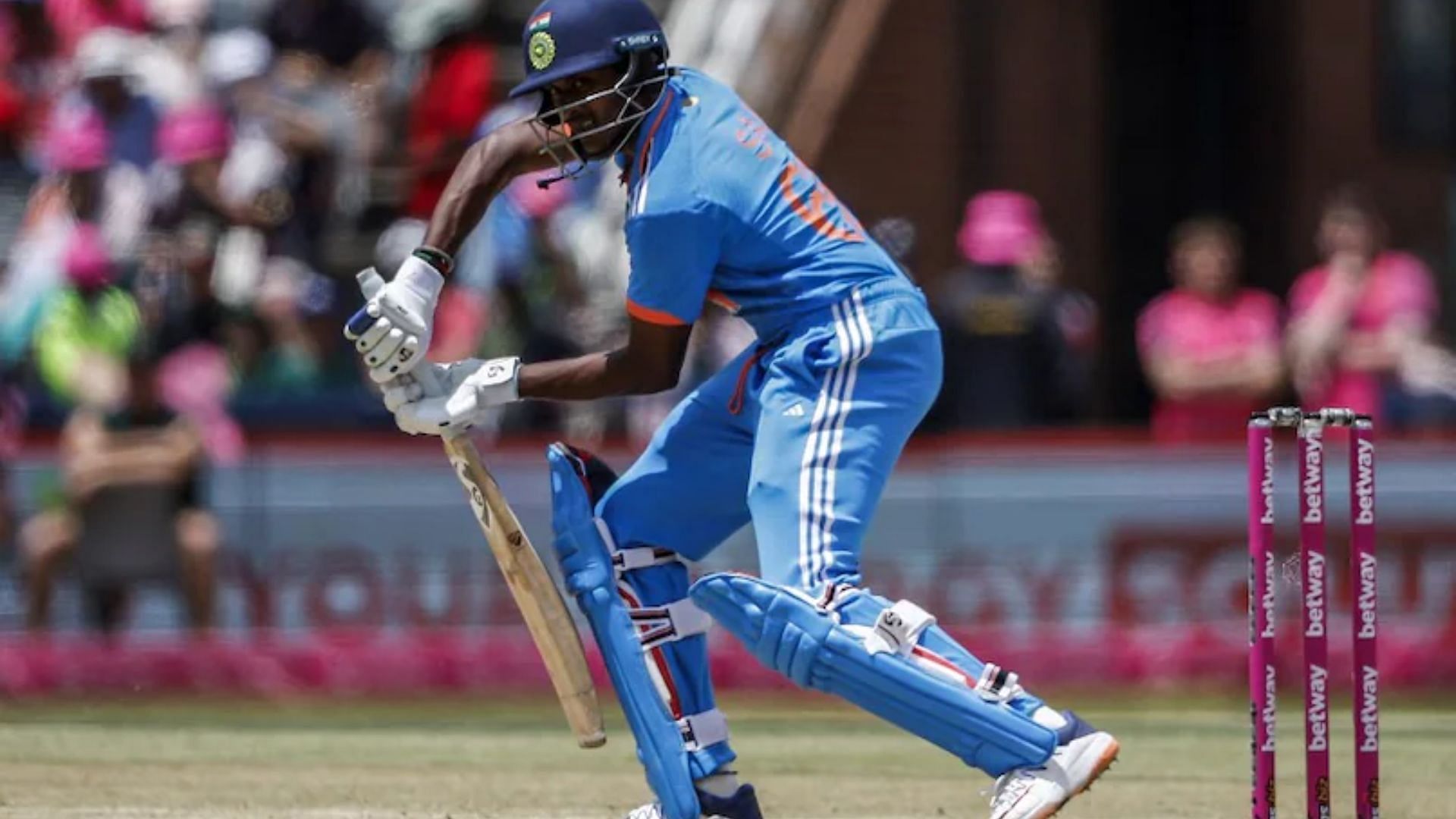 Sai Sudharsan in action for India on ODI debut (P.C.:AFP)