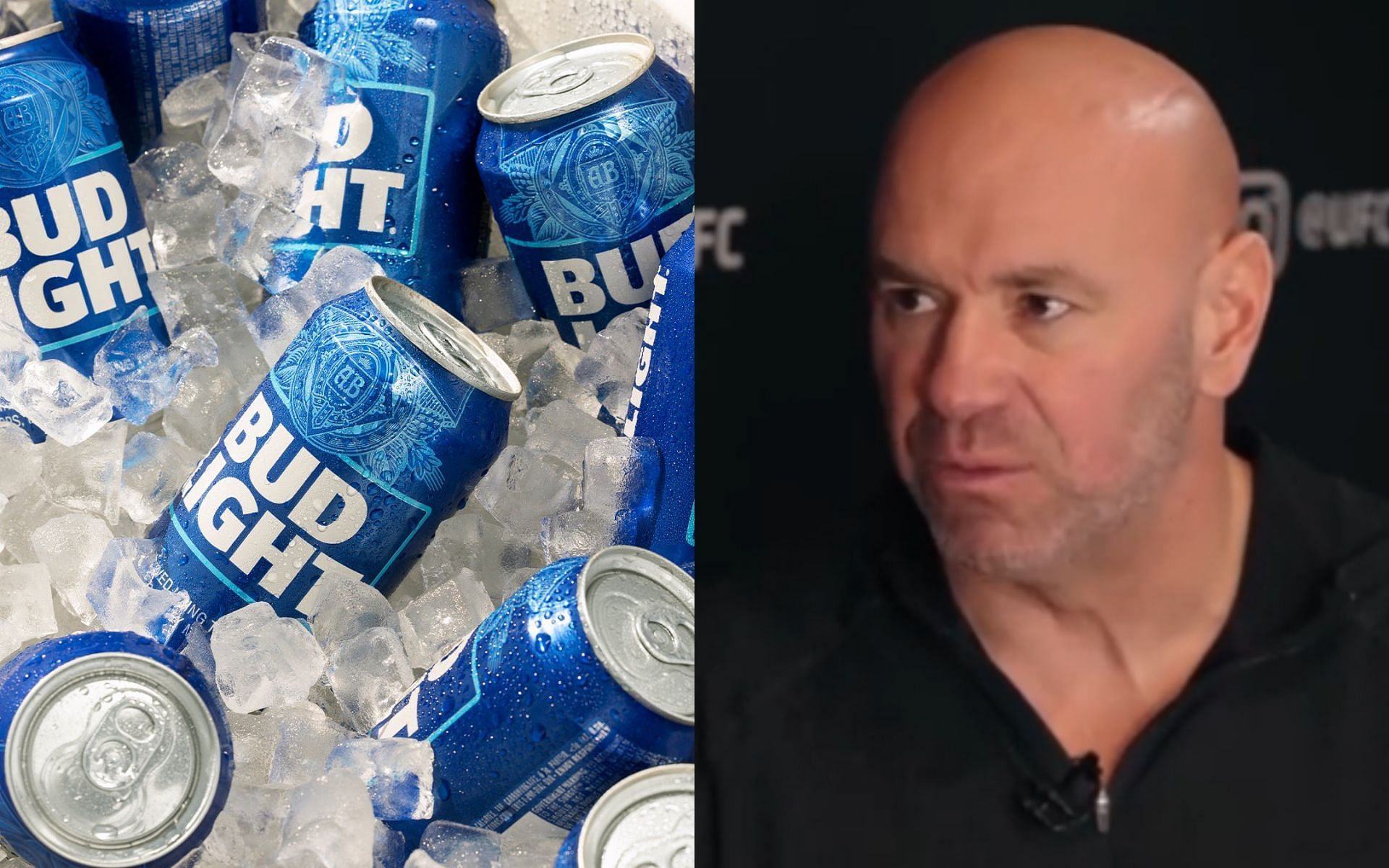 Dana White [Right] expressed his support for Bud Light [Left] [Image courtesy: @budlight - X, and TMZ Sports - YouTube]