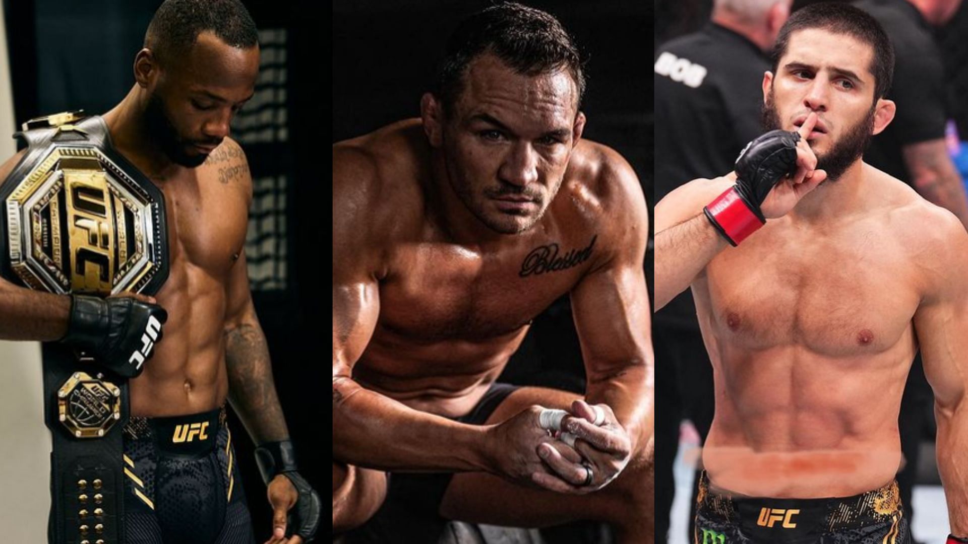 Leon Edwards (left), Michael Chandler (centre), Islam Makhachev (right) [Images courtesy of @leonedwardsmma, @mikechandlermma &amp; @islam_makhachev on Instagram]