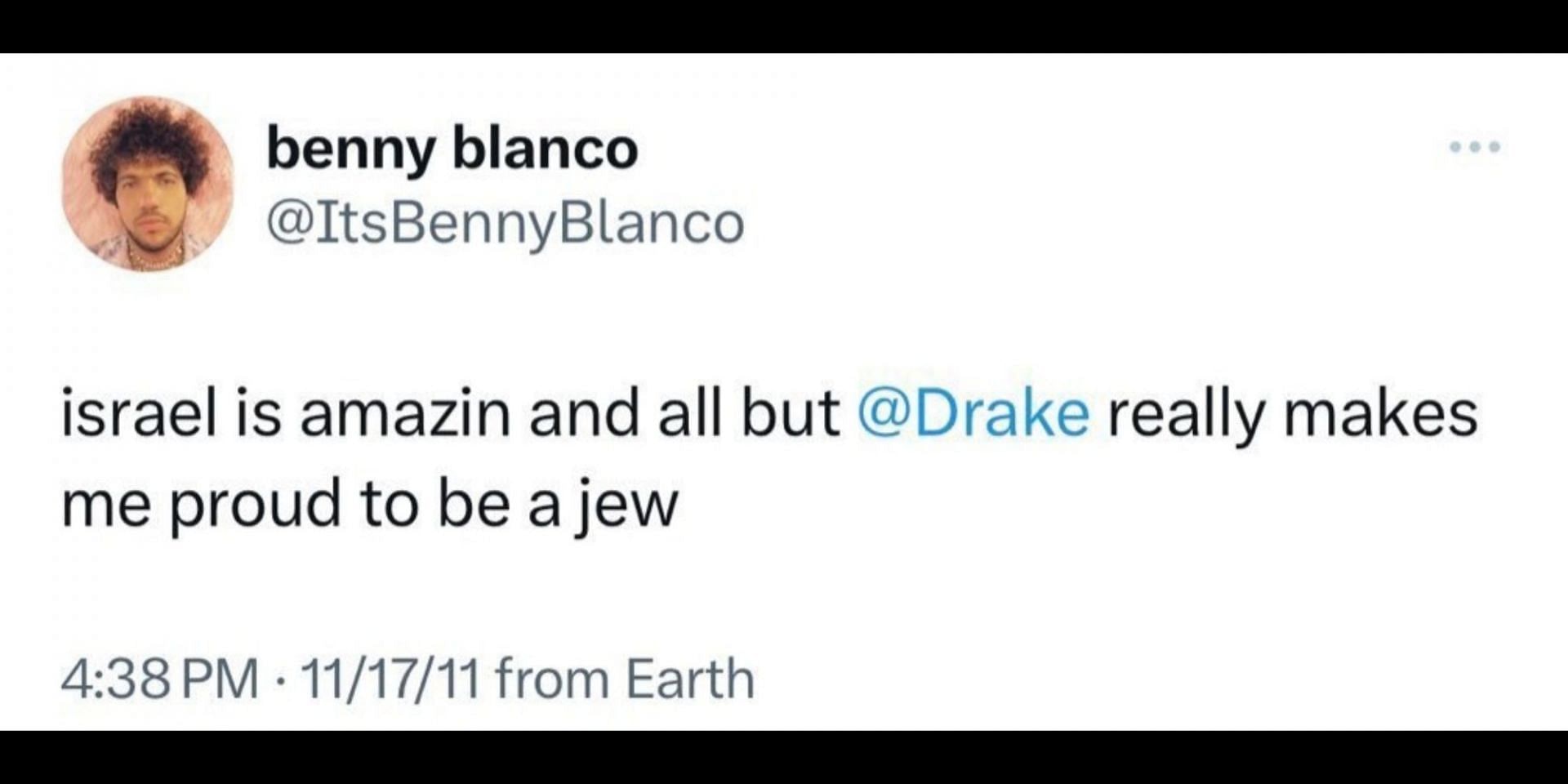 Blanco&#039;s tweet referring to his Jewish heritage. (Image via X/Selena Gomez Charts)