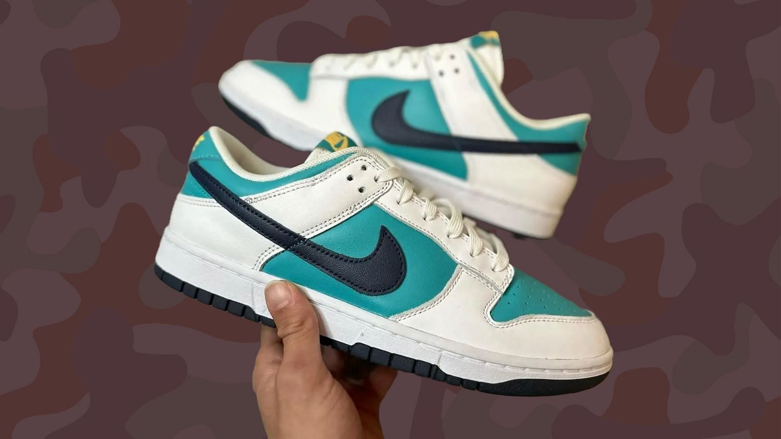 Nike Dunk Low &ldquo;Teal White Navy&rdquo; sneakers (Image via Instagram/@iamricosuav)