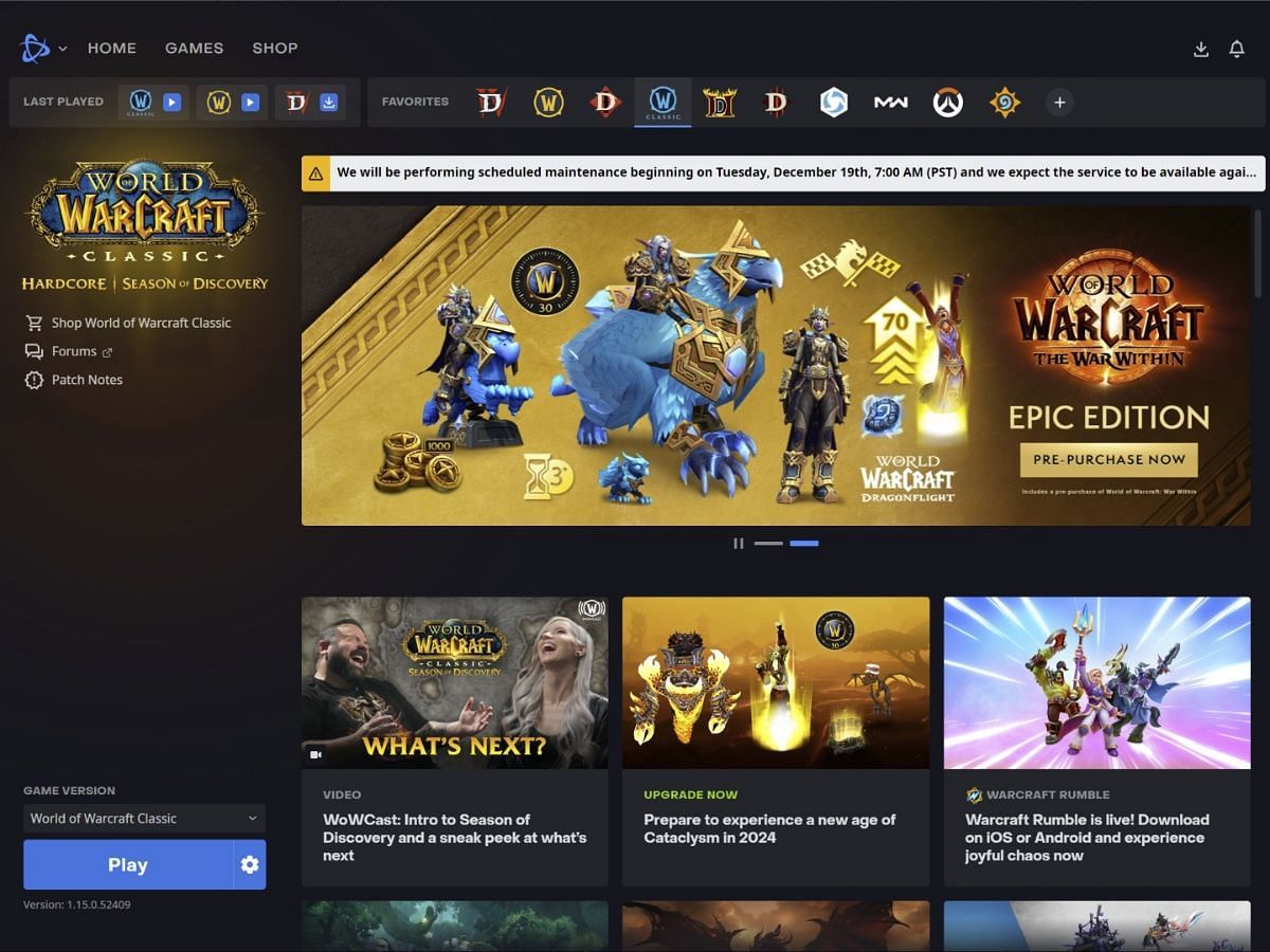 The Battle.net client has everything you need (Image via Blizzard Entertainment)