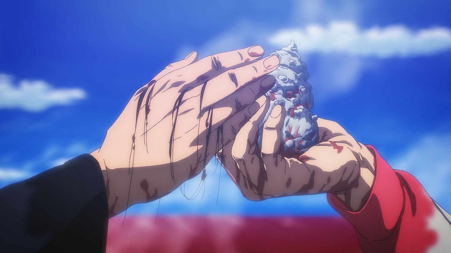 Armin gives Eren his intact seashell (Image via MAPPA)