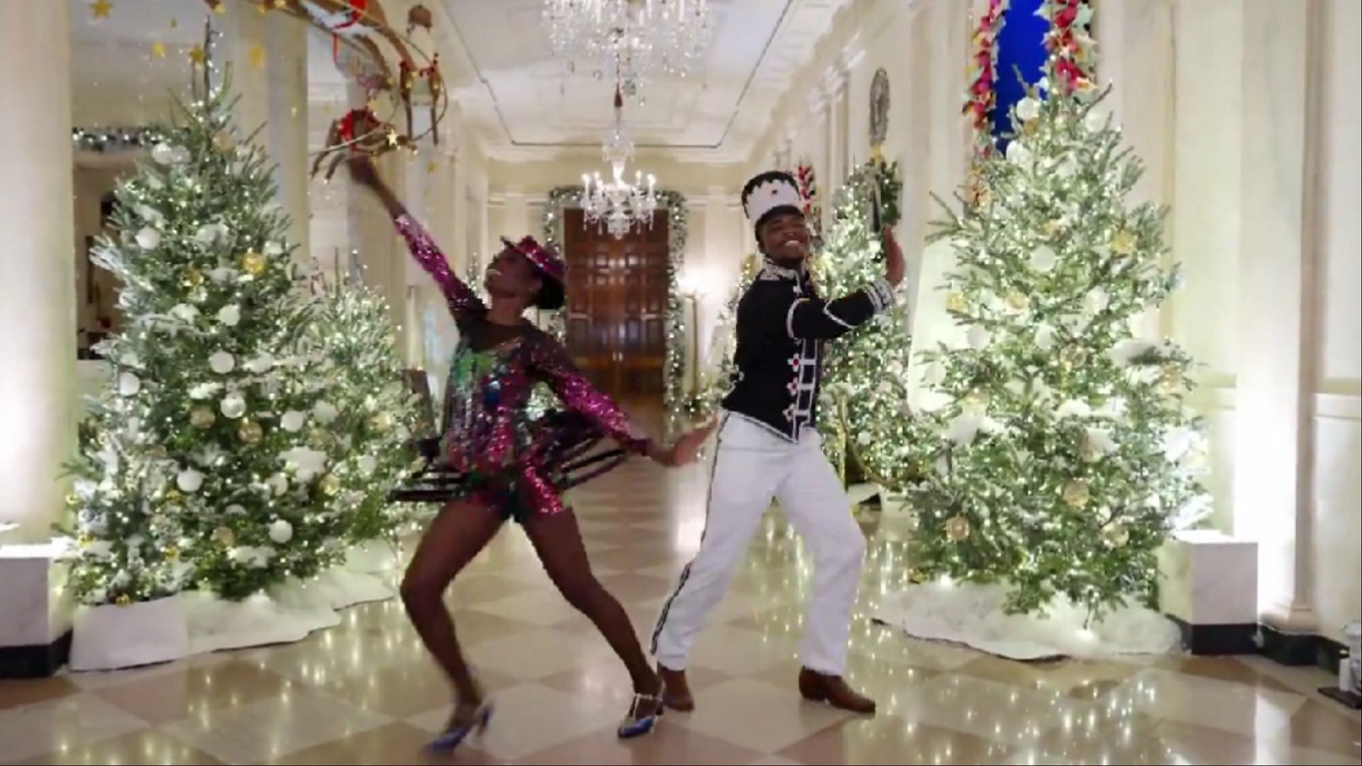Dorrance Dance troupe performing at the White House as part of Christmas 2023 celebrations. (Image via X/FLOTUS)