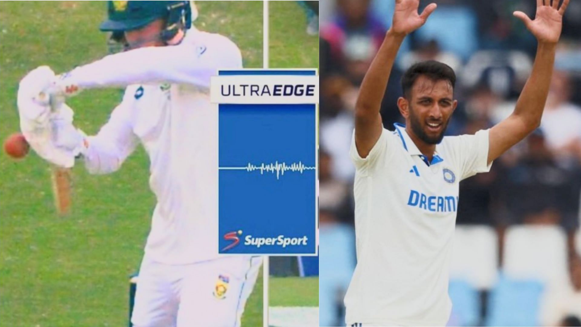 Snippets from how Prasidh Krishna picked up his first Test wicket (P.C.:Star Sports)