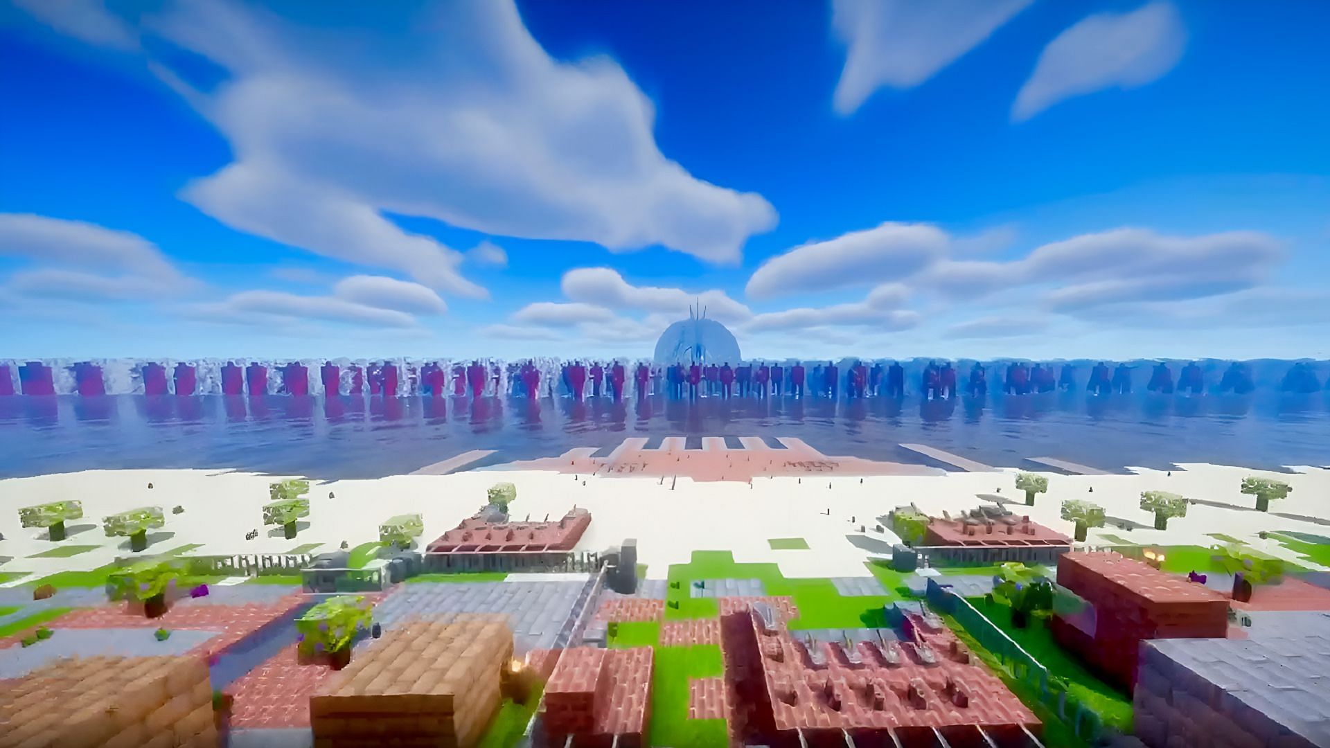 A Minecraft Redditor named SharpGorilla recreated the Rumbling event from Attack on Titan.