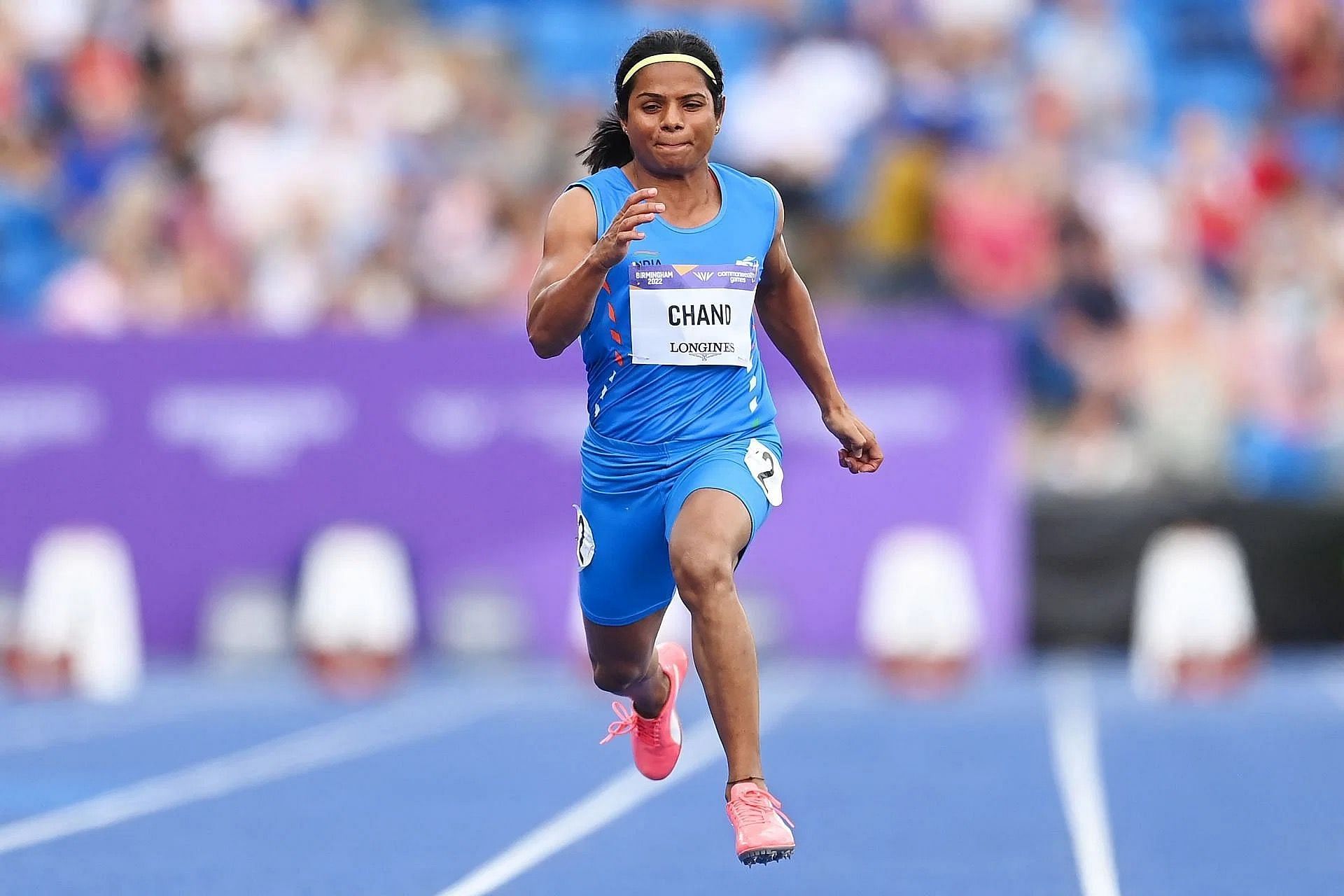 Dutee Chand in action in a race. 