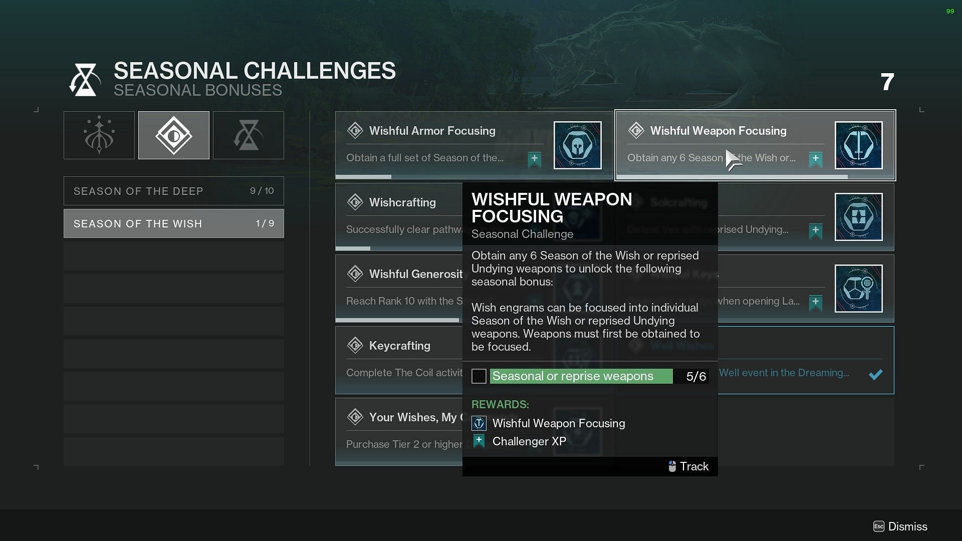 Seasonal challenge page (Image via Bungie)