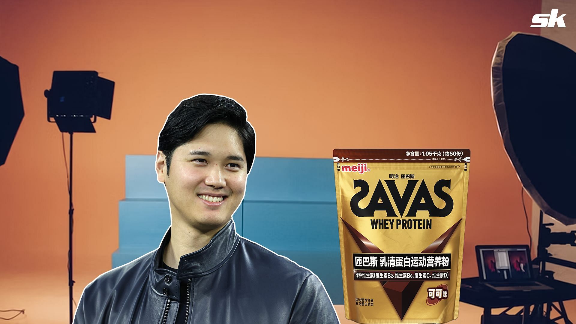 Shohei Ohtani enjoying at the ad shoot of Savas whey protein 