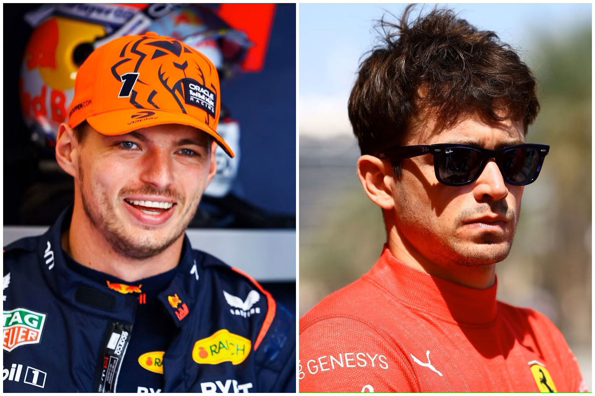 Max Verstappen (L) and Charles Leclerc (R) (Collage via Sportskeeda)