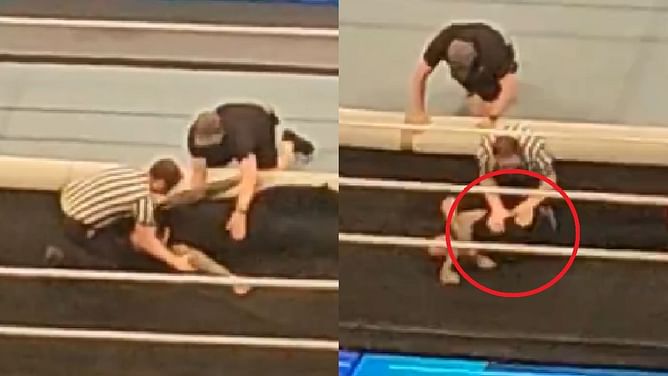 [WATCH] WWE referees forced to roll unconscious star out of the ring after SmackDown