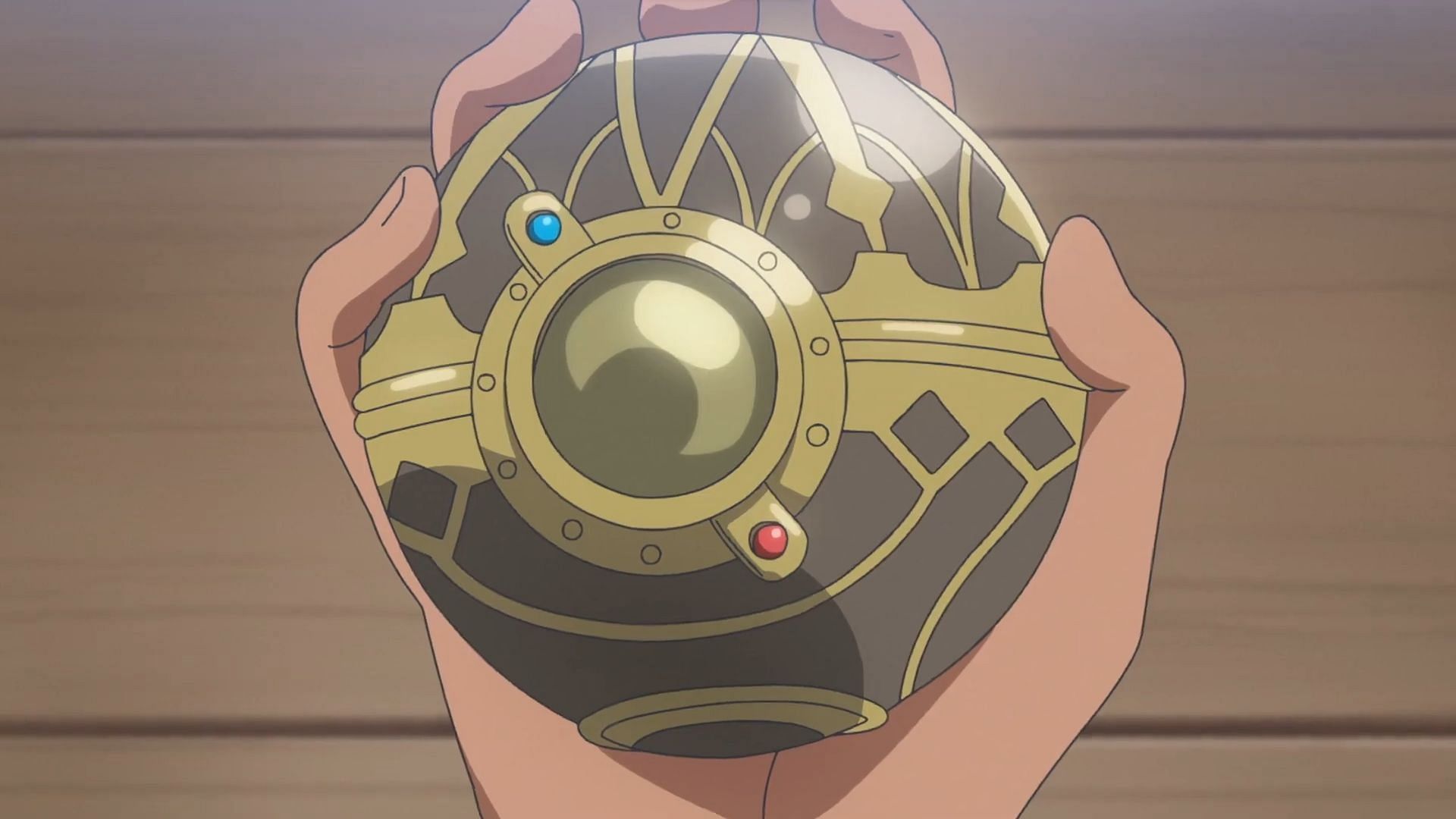 Roy holds an ancient Poke Ball in Pokemon Horizons (Image via The Pokemon Company)