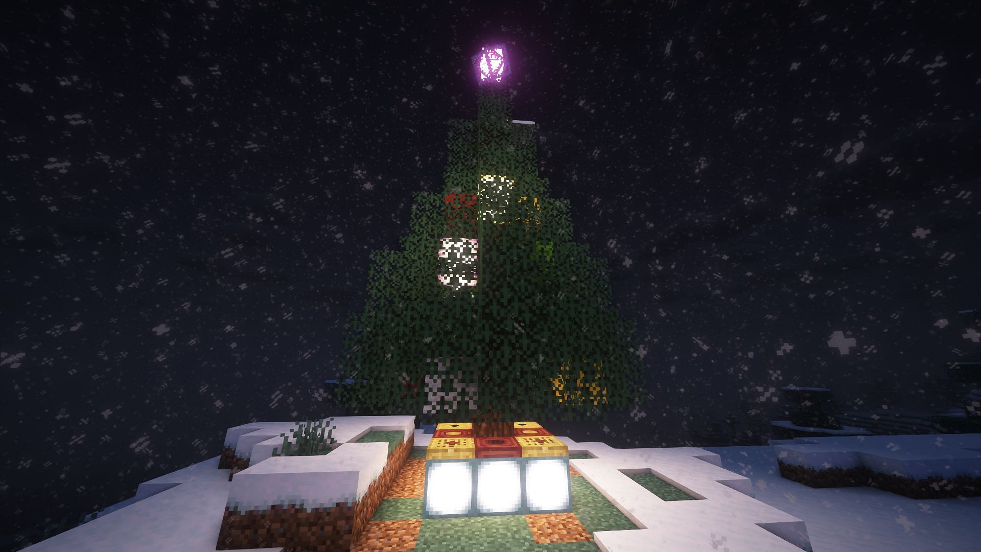 Creating a Christmas tree in Minecraft requires certain types of items (Image via Mojang)