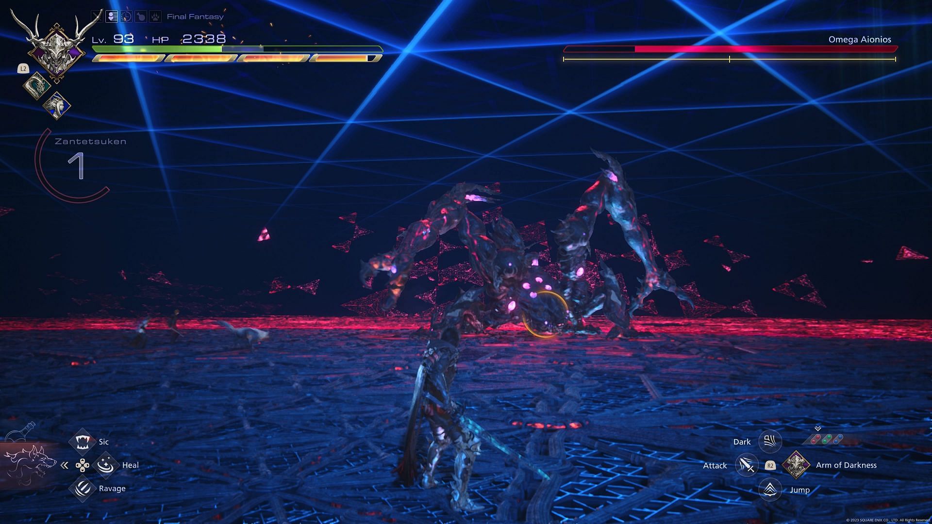 The battle against Omega is a true spectacle to behold. (Image via Square Enix, Sportskeeda)