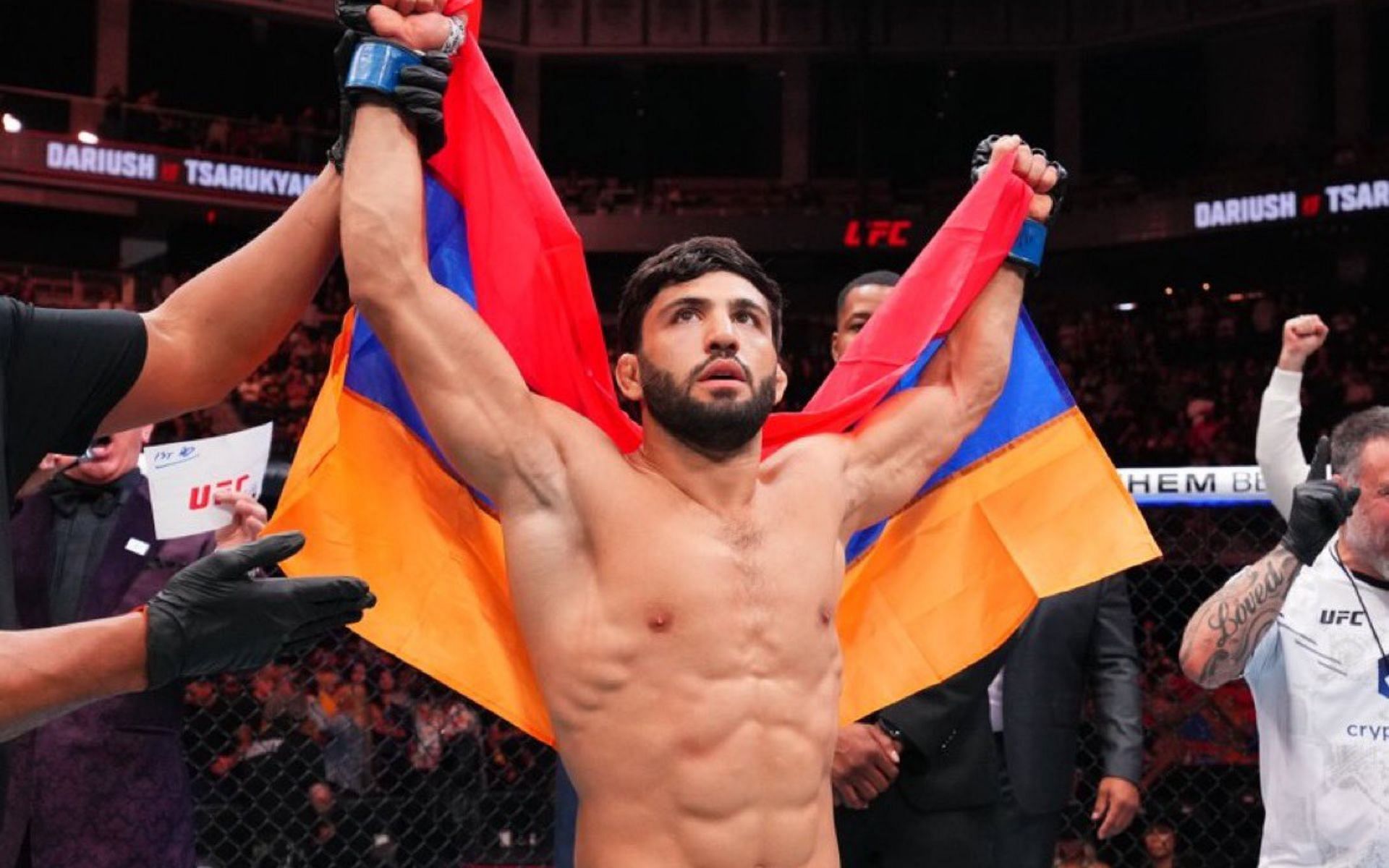 Arman Tsarukyan is one fight away from a title shot [Image Credit: @ufc on X]