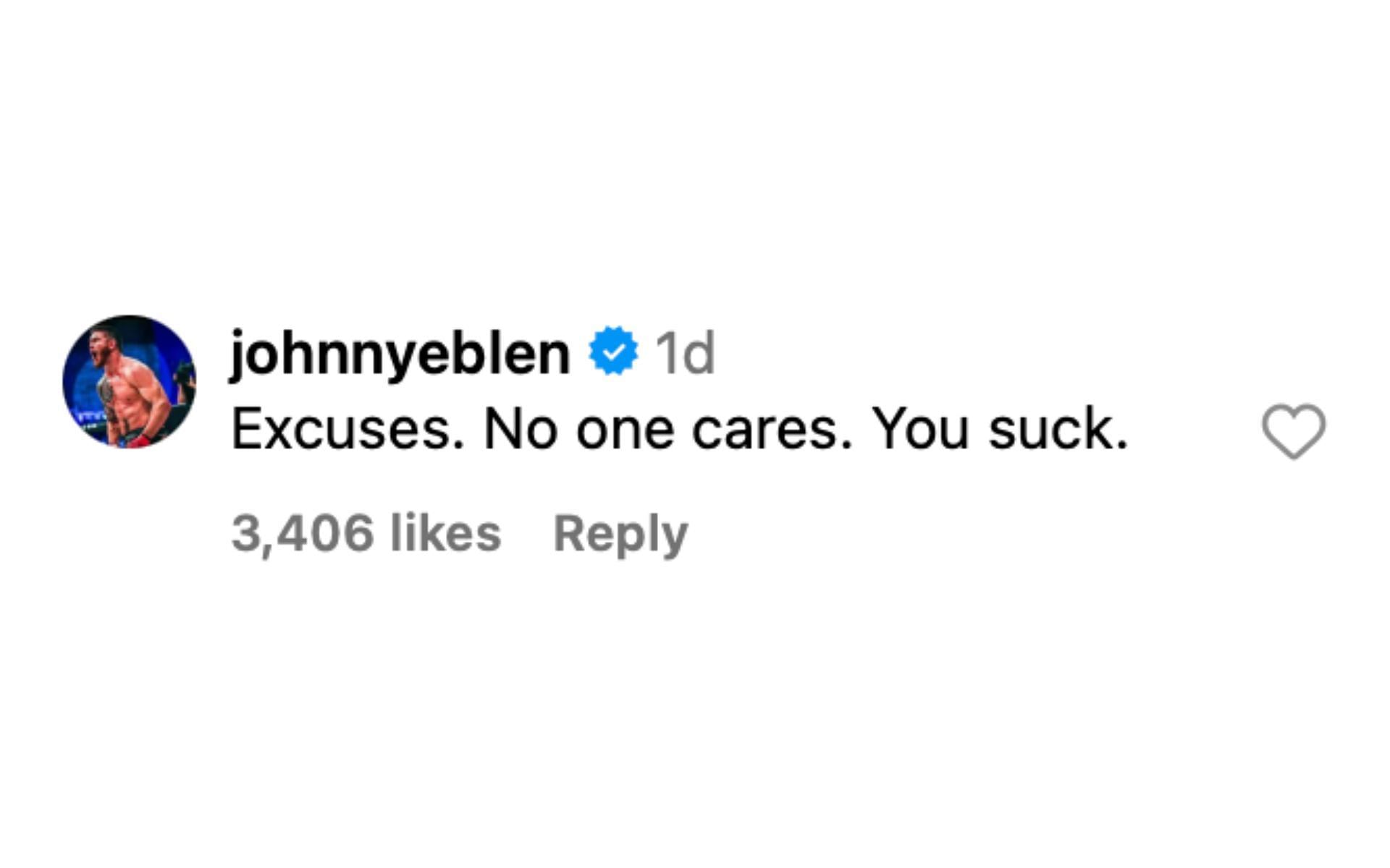 Johnny Eblen&#039;s comments on Colby Covington claiming an injury [via @mmajunkie on Instagram]