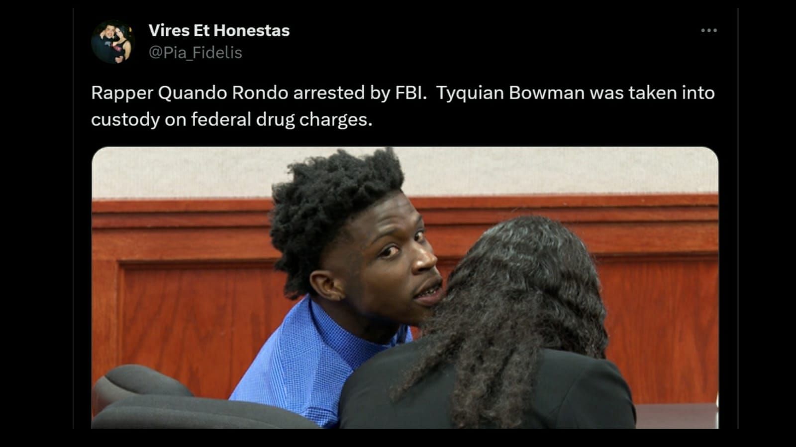 Quando Rondo was indicted on drug and gang charges (Image via Twitter/@Pia_Fidelis)