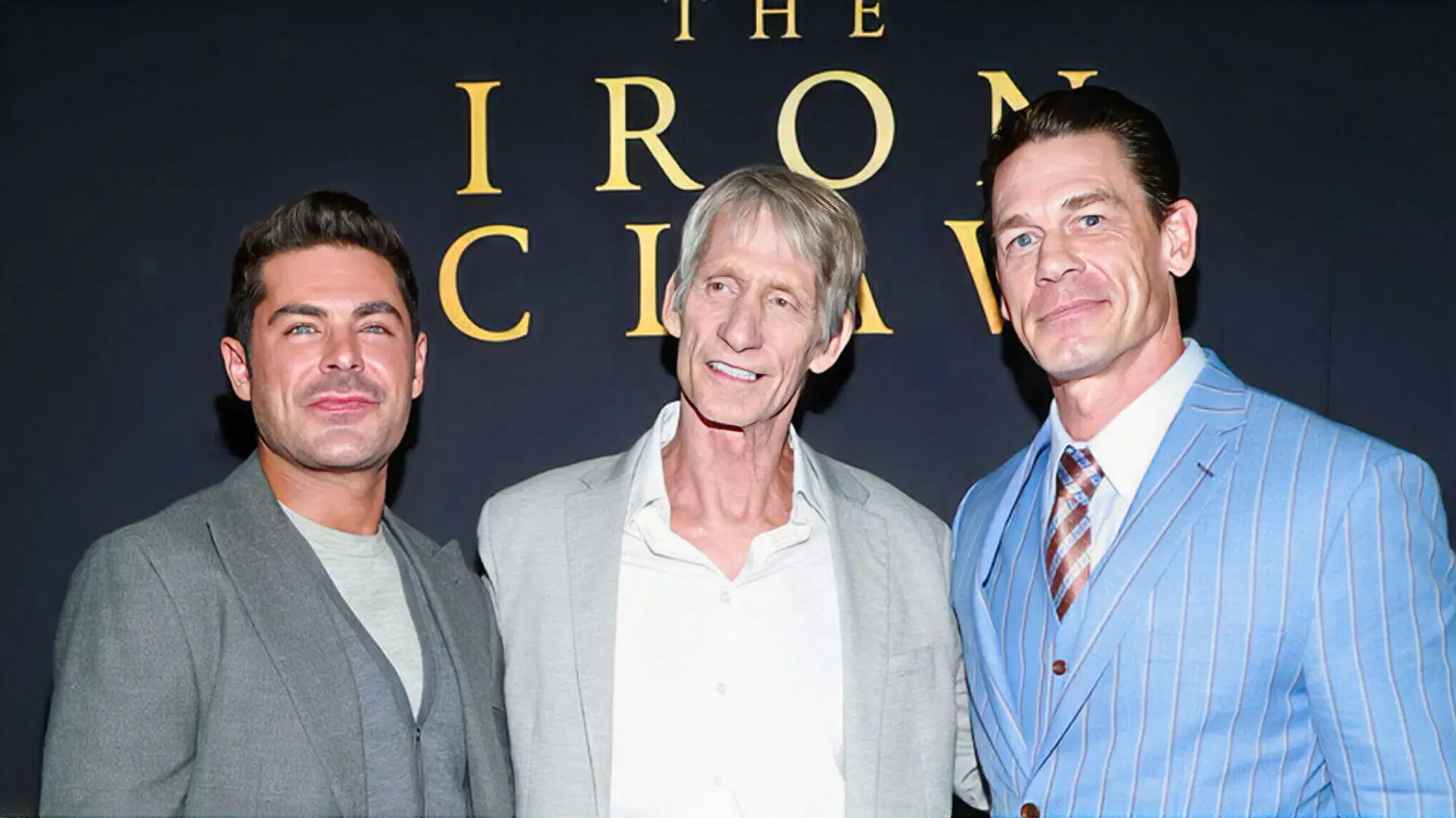 Zac Efron, Kevin Von Erich, and John Cena at the premiere of The Iron Claw