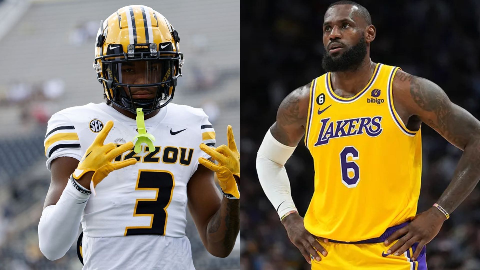 Luther Burden shows respect to LeBron James in the Cotton Bowl against a team from Ohio.