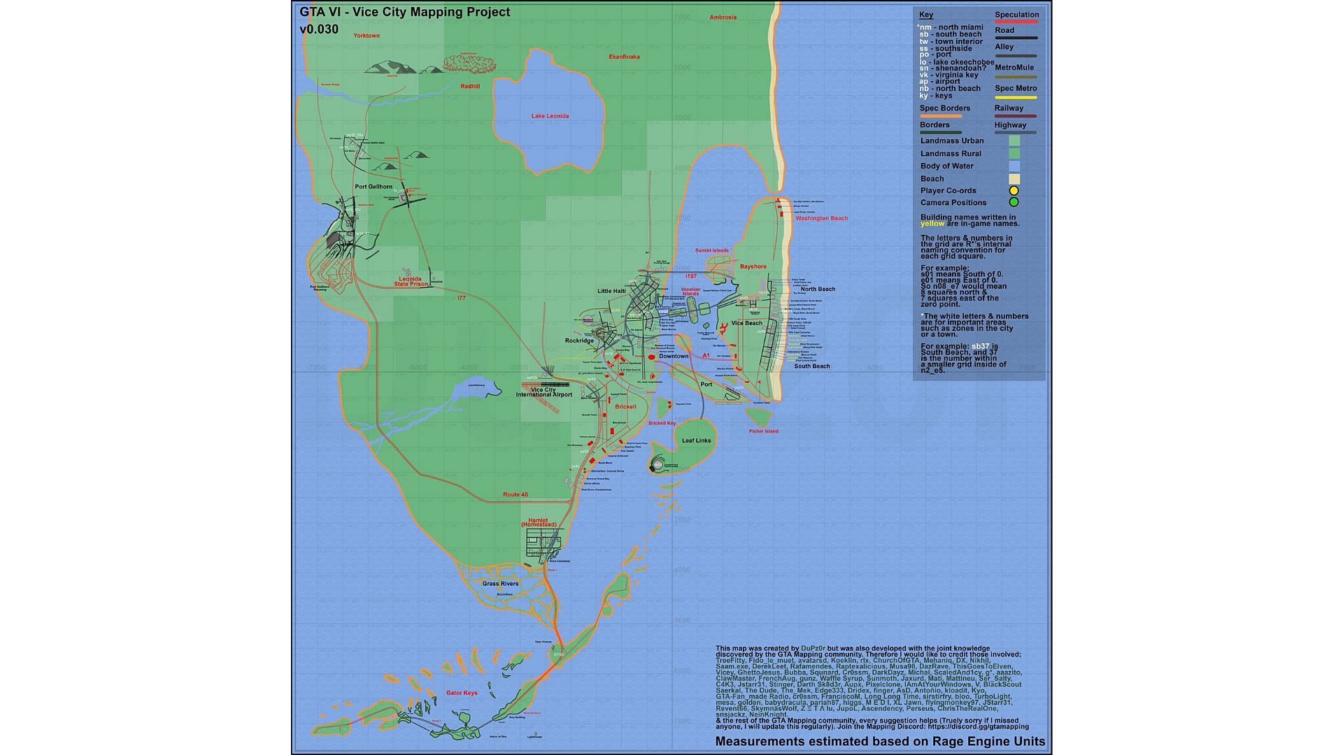 The unofficial Grand Theft Auto 6 map developed by data miners (Image via DuPz0r and team)