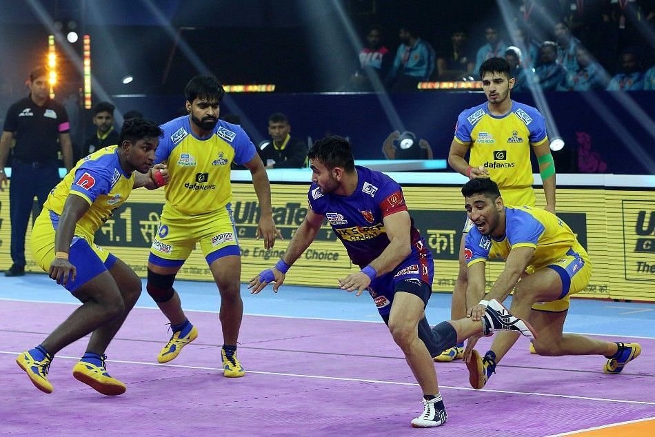 Tamil Thalaivas and Dabang Delhi square off in Match No.3 of PKL 2023 (Credit: Pro Kabaddi League)