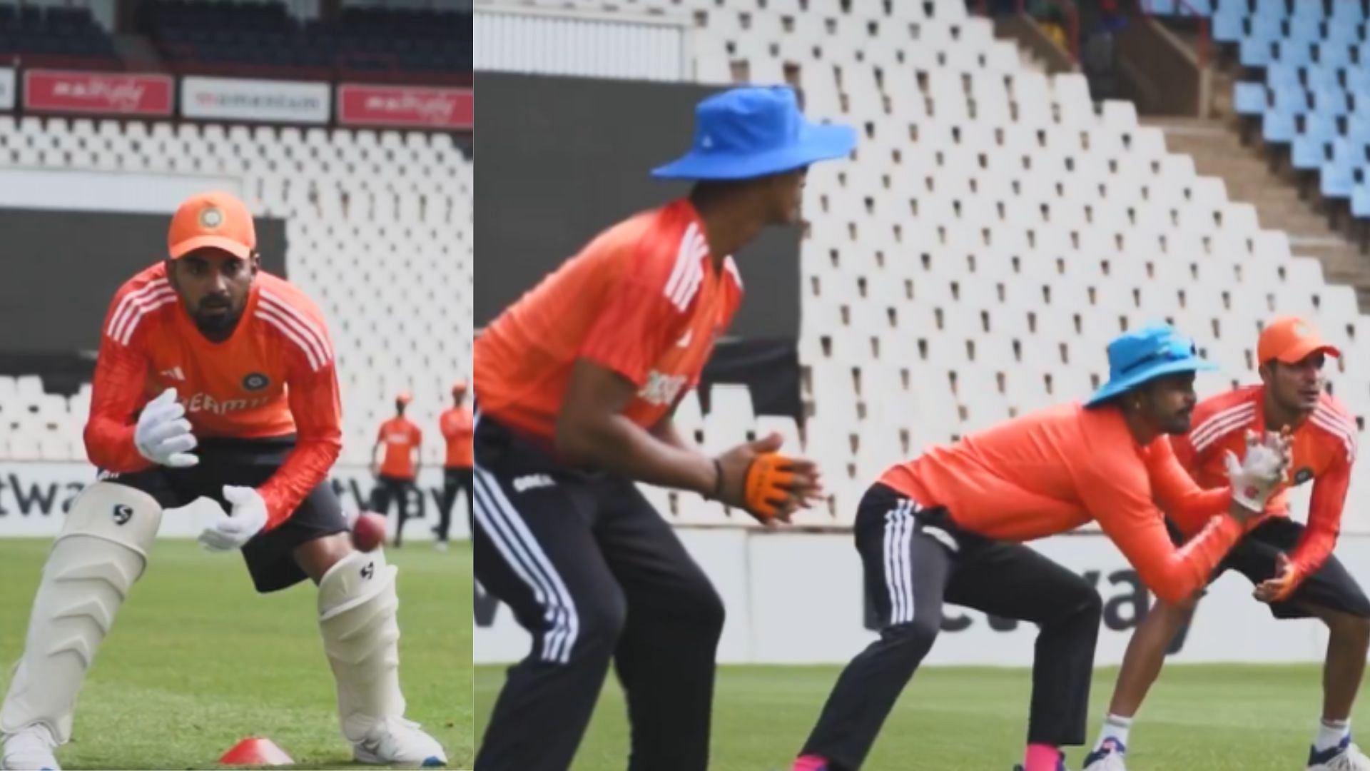 Snippets of KL Rahul and other players working on their fielding skills (P.C.:BCCI)
