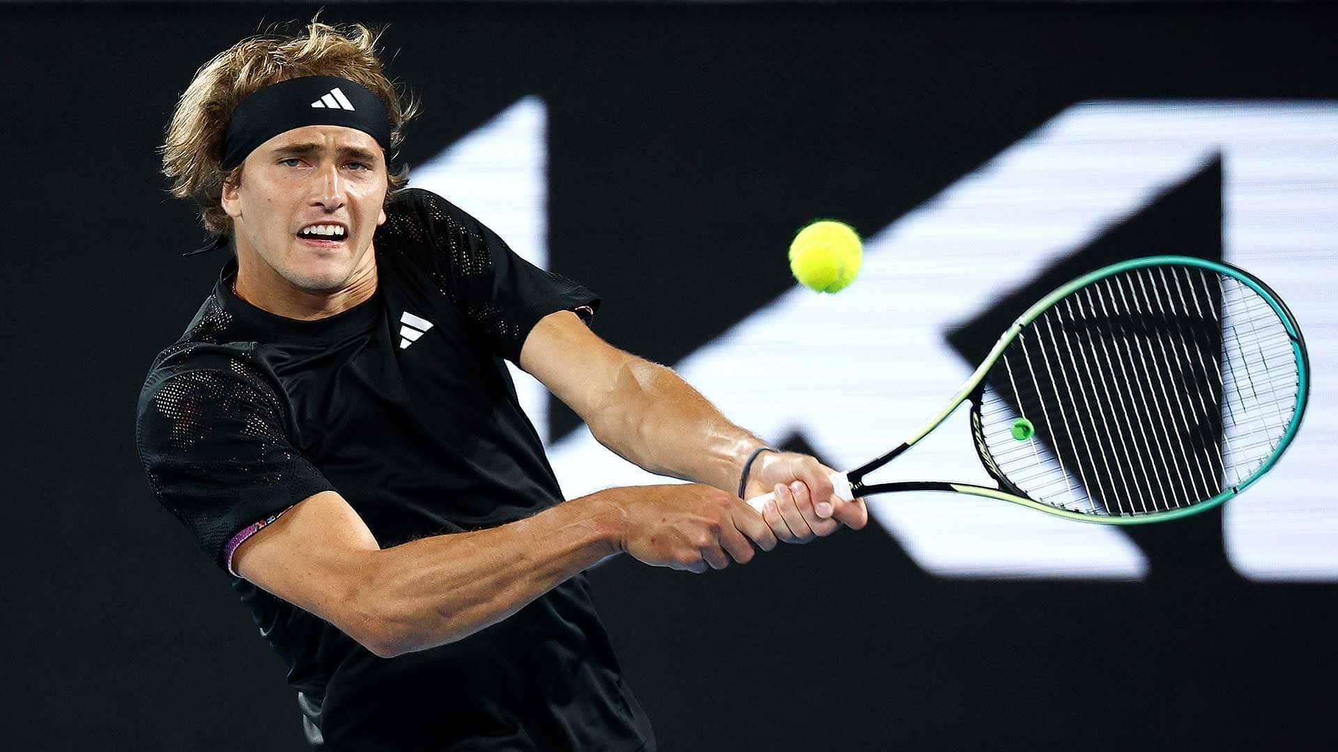 Alexander Zverev hits a backhand