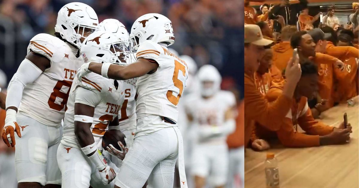 Escatic Longhorns locker room celebrates playoff berth in style as Texas takes on Washington in Sigar Bowl 2023: WATCH