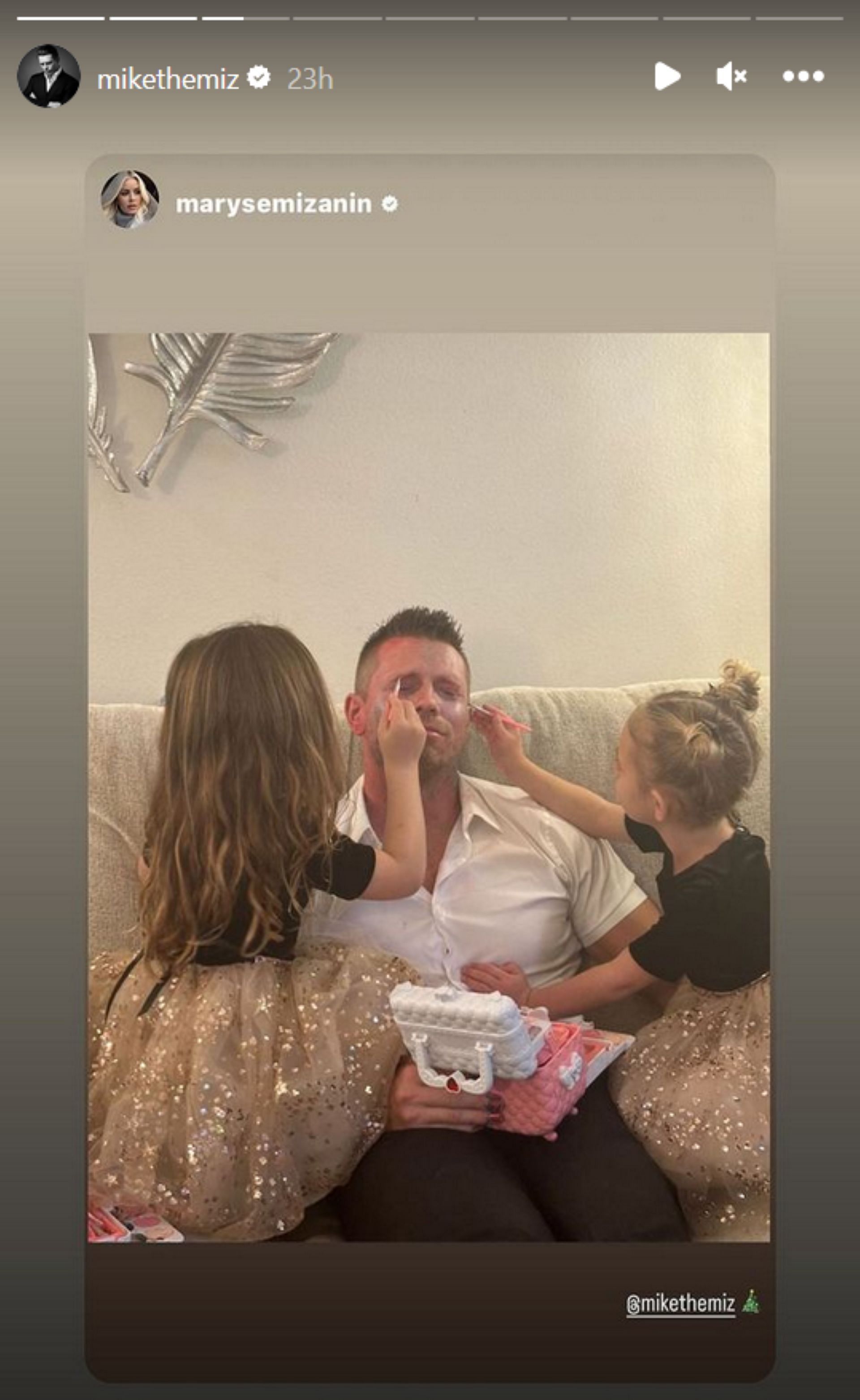The Miz with his daughters on Christmas
