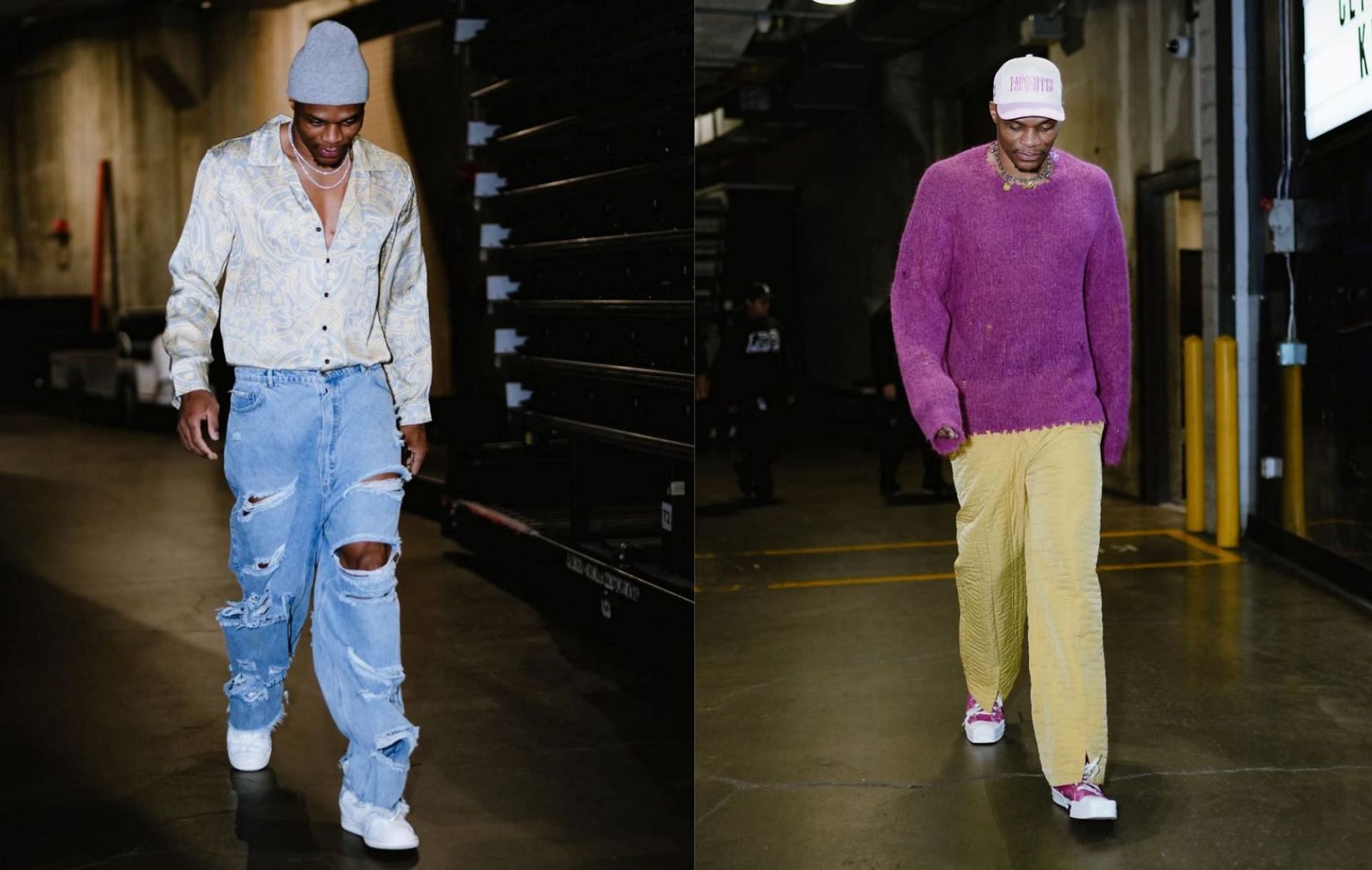 Westbrook flashes his versatility of fashion choices with different shades of yellow.
